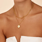 Mother Of Pearl Initial Pendant Necklace