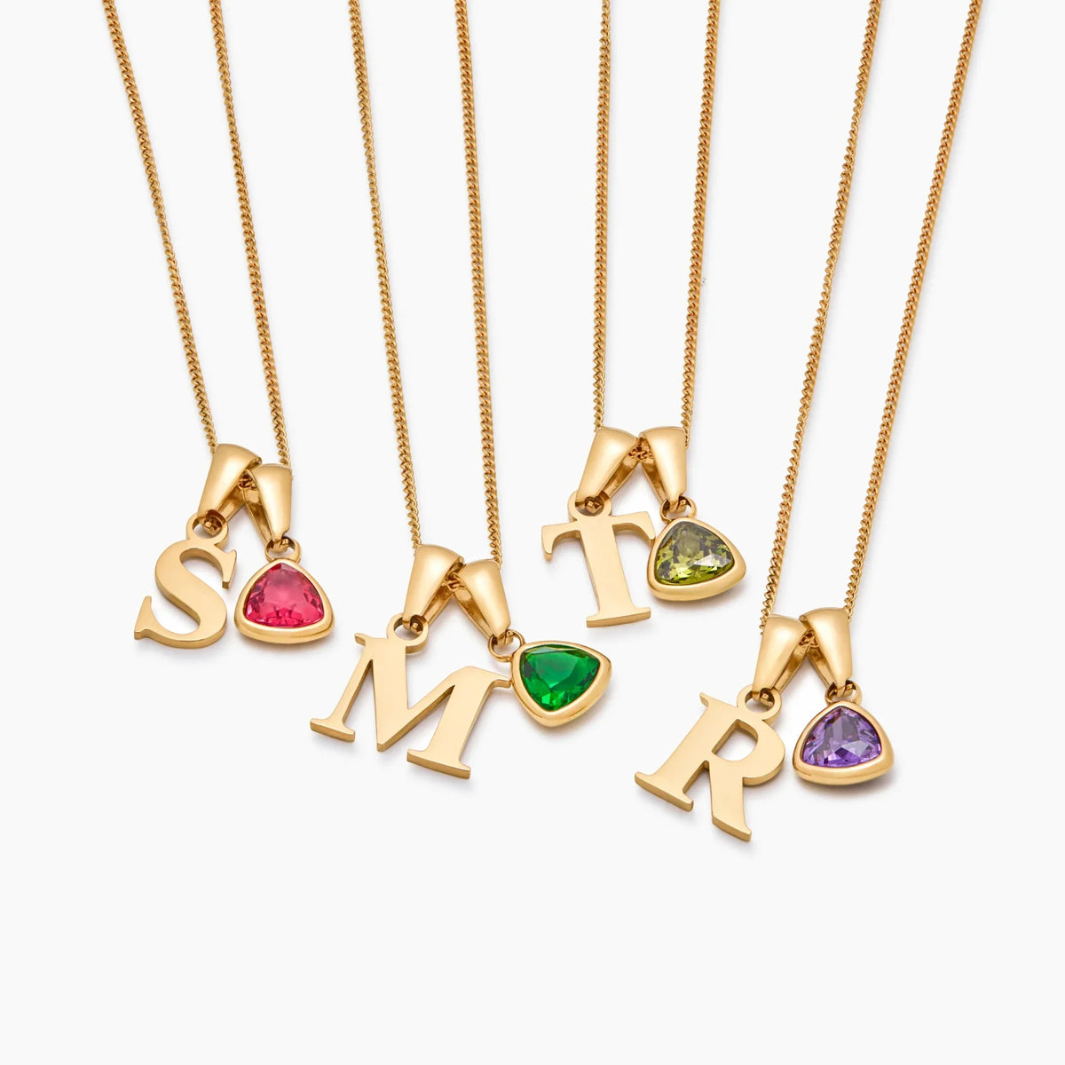 Initial Birthstone Charm Necklace