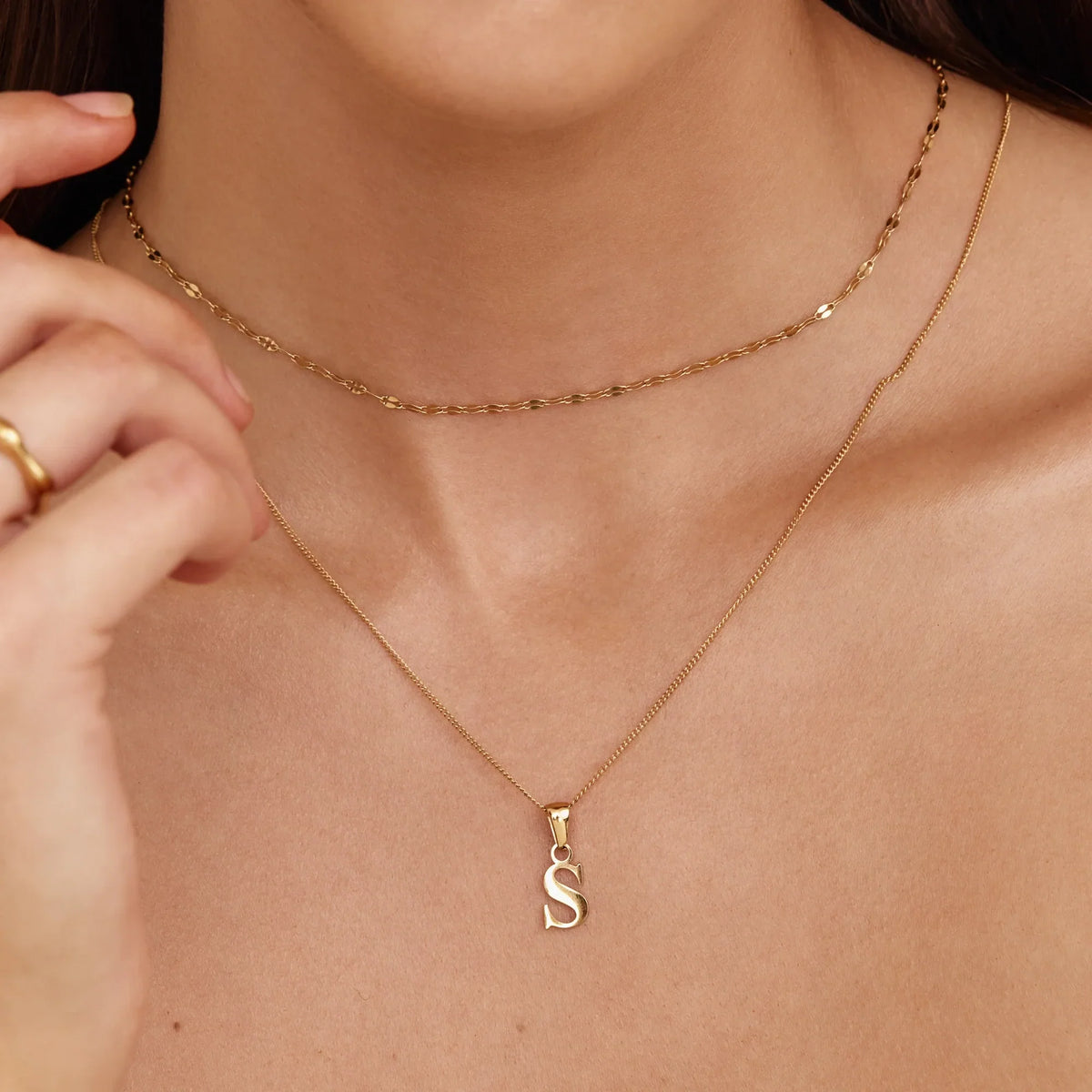 Gold Initial Charm Necklace