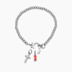 Beaded Birthstone Cross Charm Bracelet