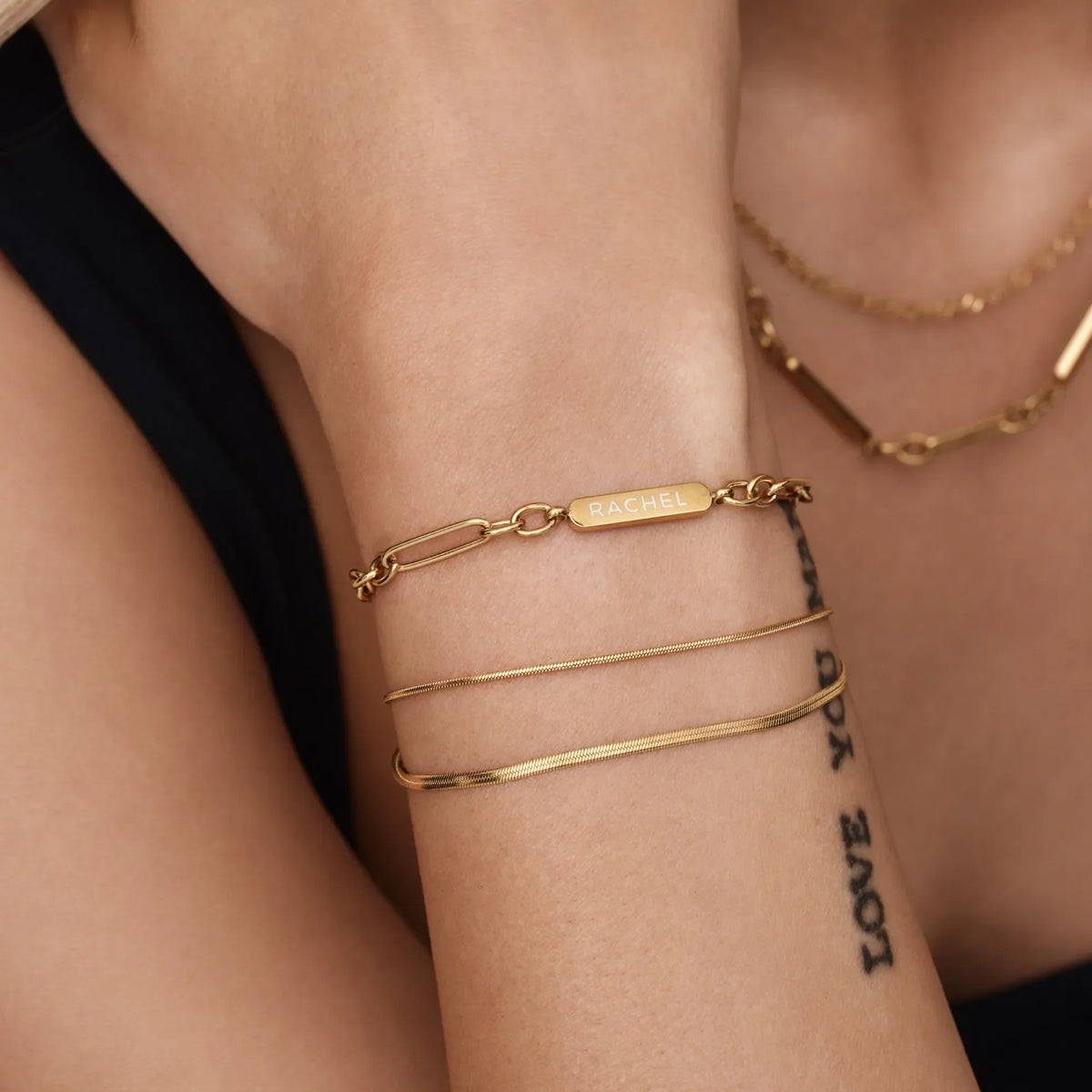 Engraved Name-Date Paperclip Bracelet