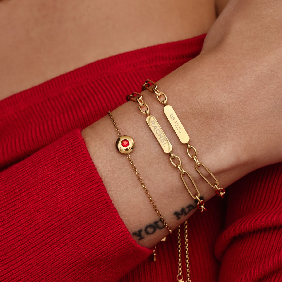 Engraved Name-Date Paperclip Bracelet