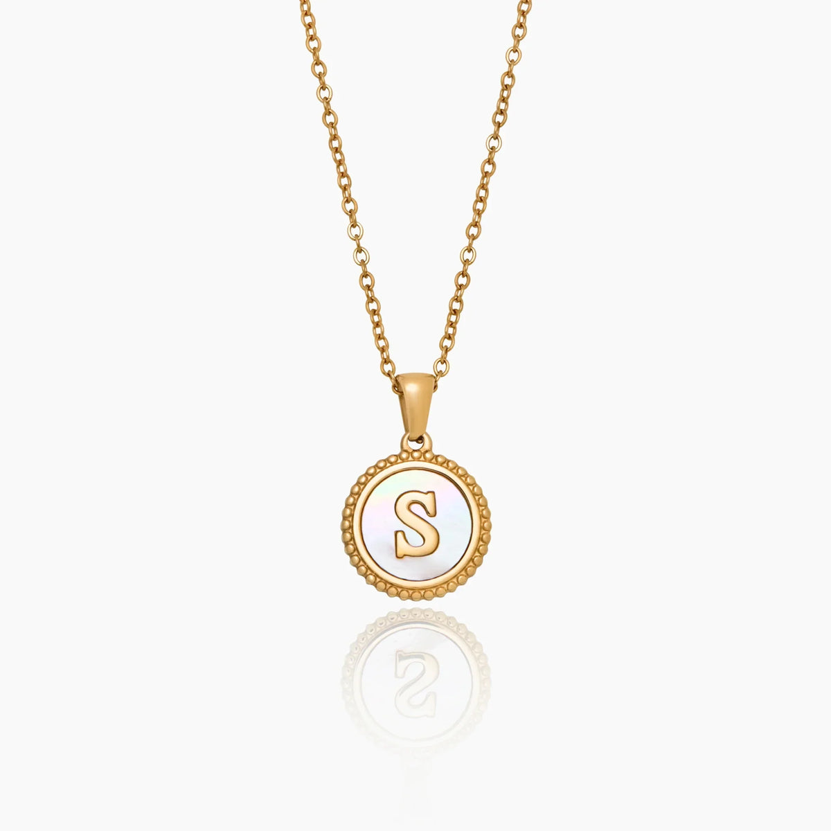 Mother Of Pearl Initial Pendant Necklace