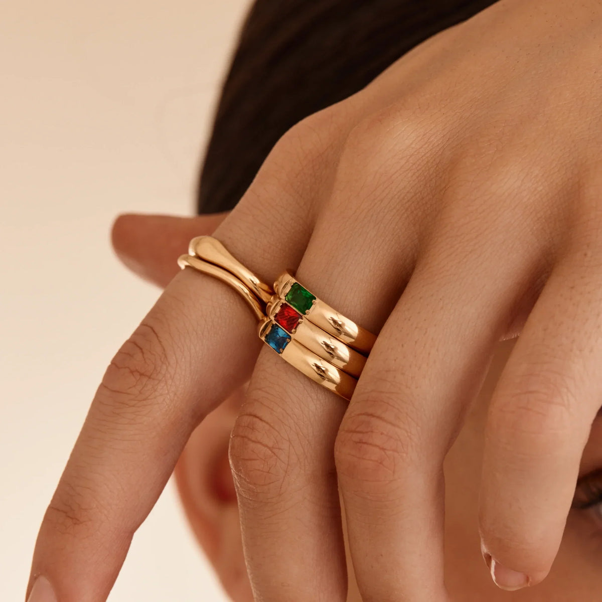 Baguette Birthstone Band Ring