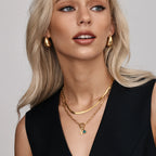 Paperclip Birthstone Initial Charm Necklace