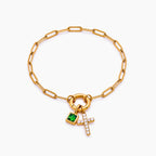 Paperclip Cross Charm Bracelet